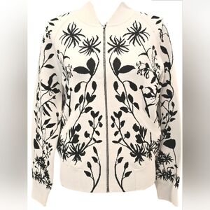 Alexander McQueen Black and White Floral Bomber Jacket